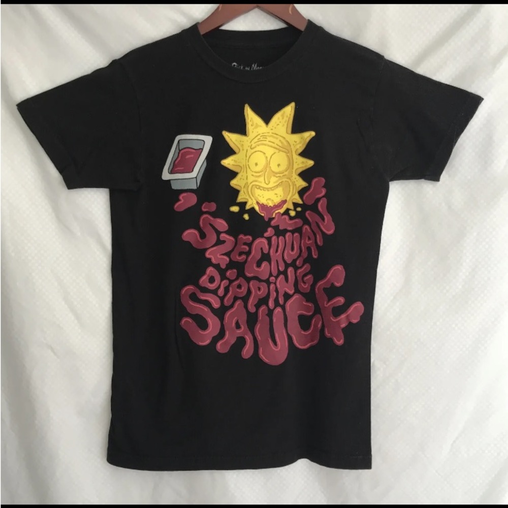 Rick & Morty Ripple Junction Men’s Small Black T-shirt “Szechuan Dipping Sauce”